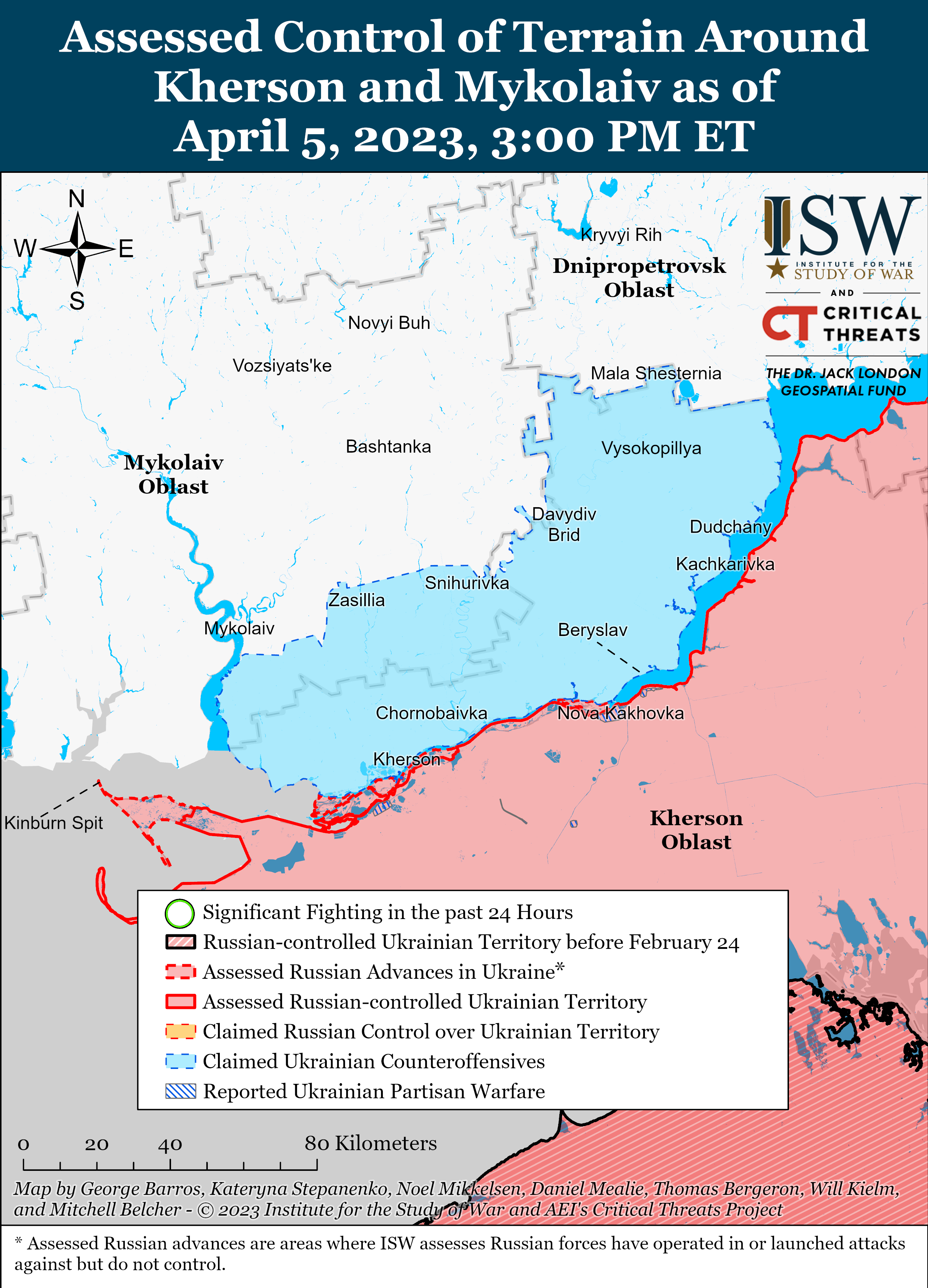 Russian Offensive Campaign Assessment April 5 2023 Institute For   Kherson Mykolaiv Battle Map Draft April 5%2C2023 